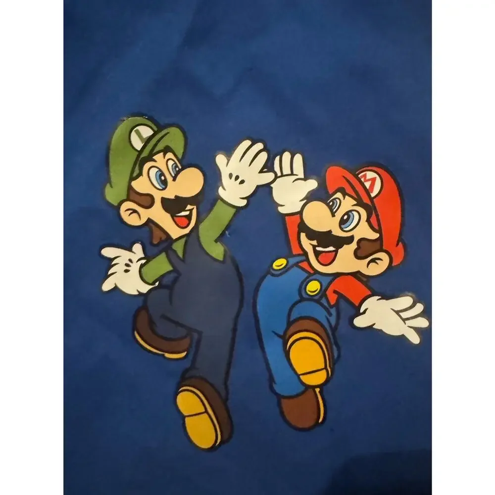 Nintendo Super Mario Bros Boys Swim Trunks Blue 10-12 Mario Luigi Mesh Lined